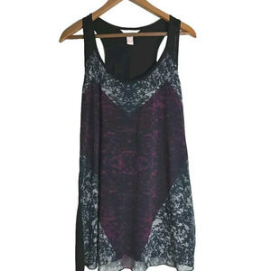 CAbi Racerback LONG Love Tank Jersey with Mesh Overlay size M Black Purple